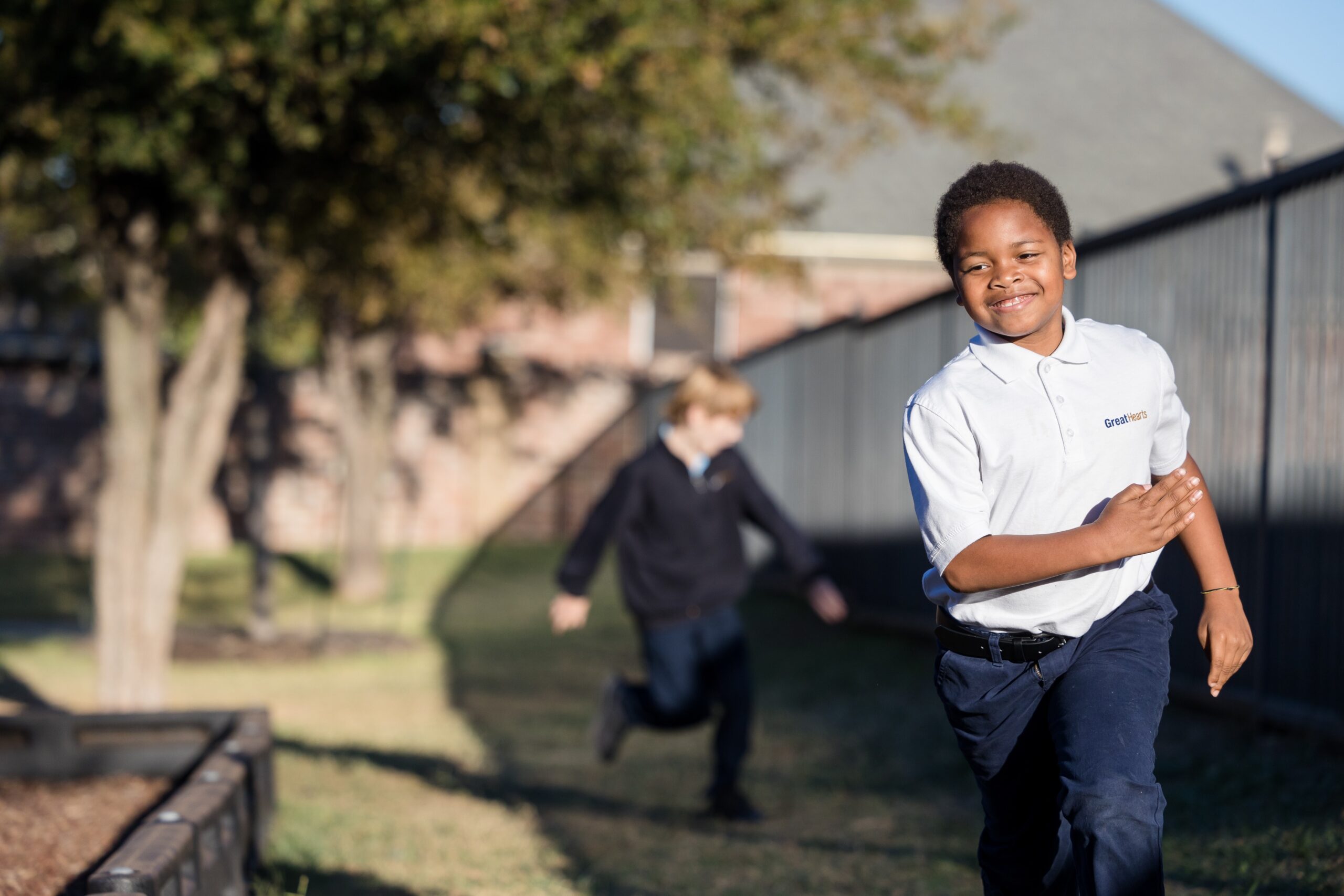 boy running outside